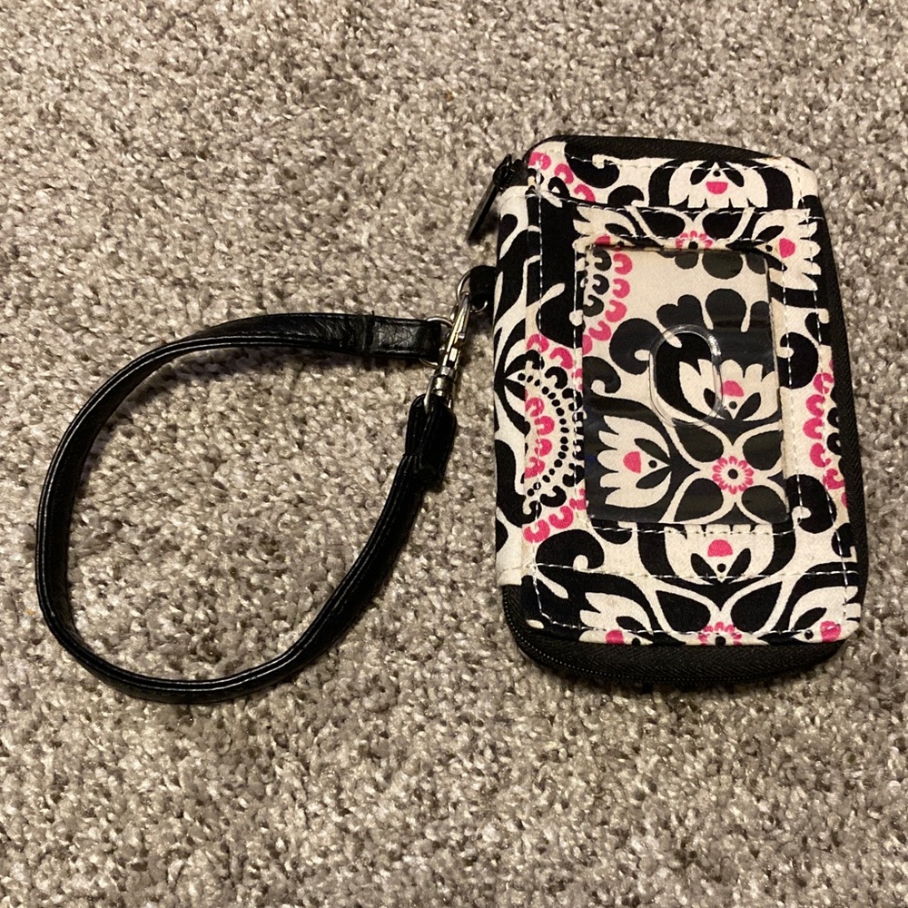 Thirtyone White, Black and Pink Floral Phone Wristlet Case wallet, NOS